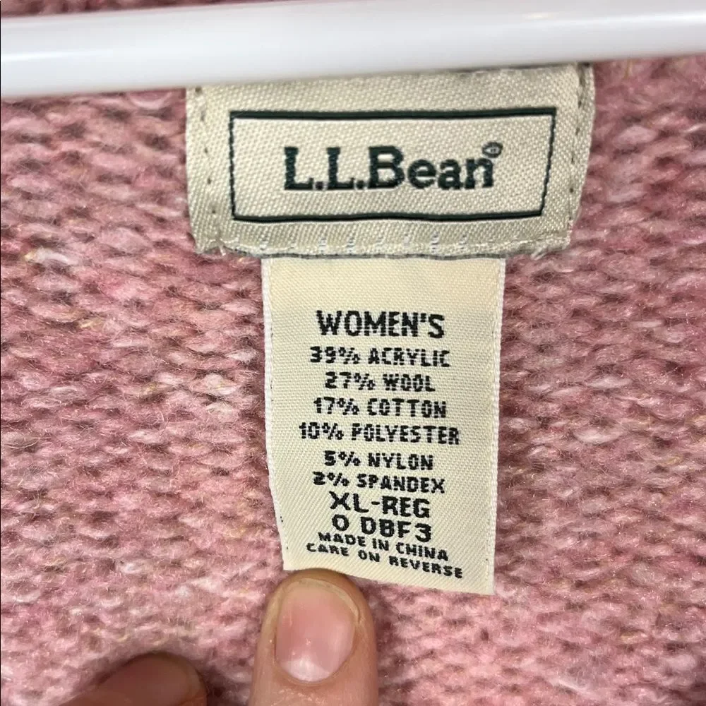 Pink Knit L. L. Bean Wool Cotton Blend Sweater
